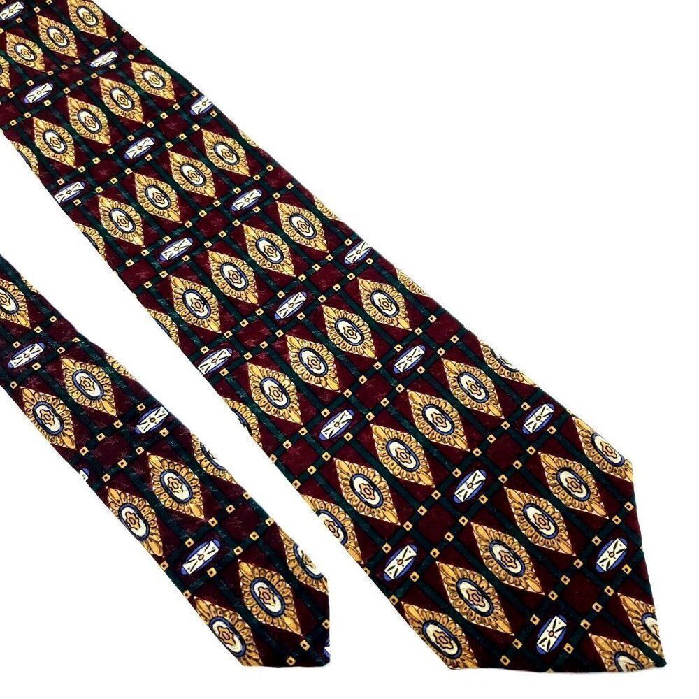 Gap Silk‎ Tie Print Maroon Red Geometric